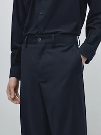 Wide-leg wool suit trousers