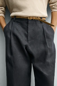 PANTALON 100% LIN À PLIS