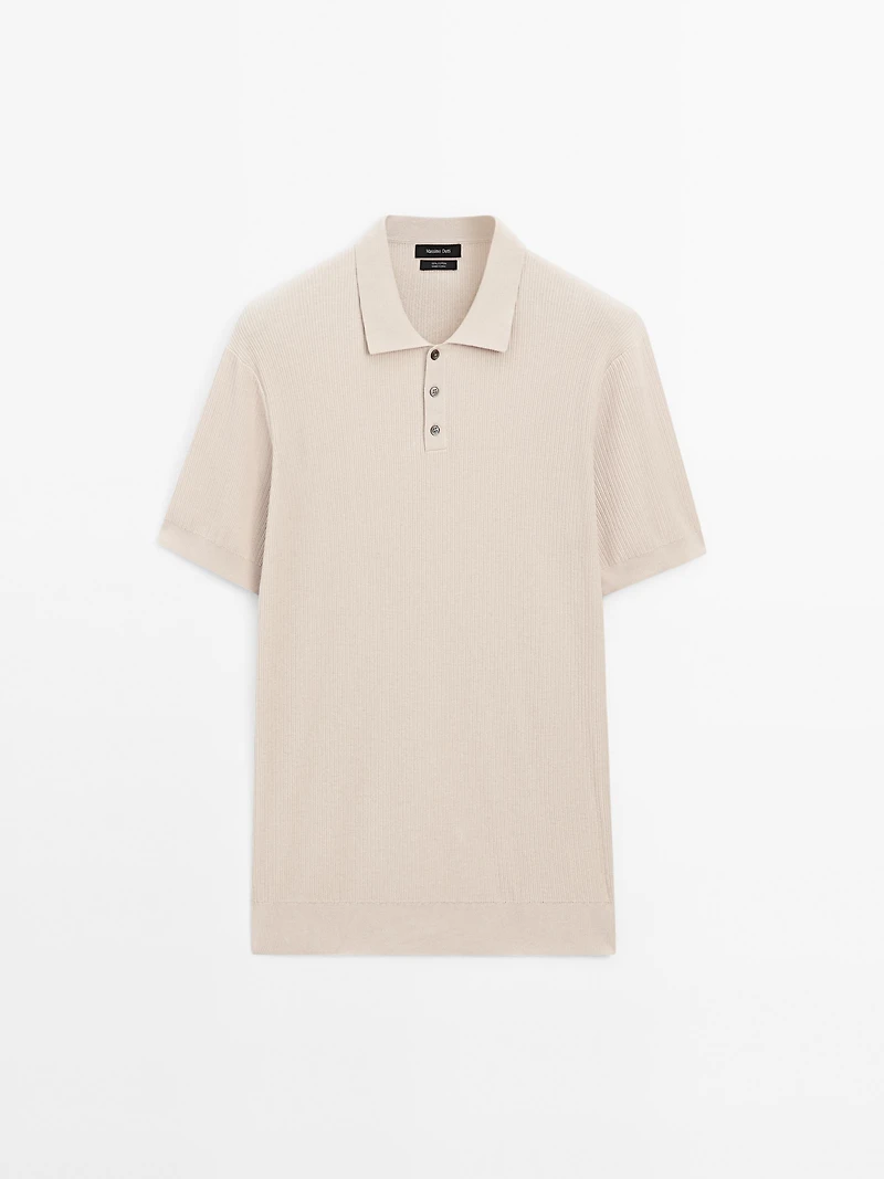 100% cotton ribbed knit polo shirt