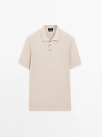 100% cotton ribbed knit polo shirt