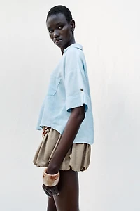 CHEMISE COURTE AVEC LIN