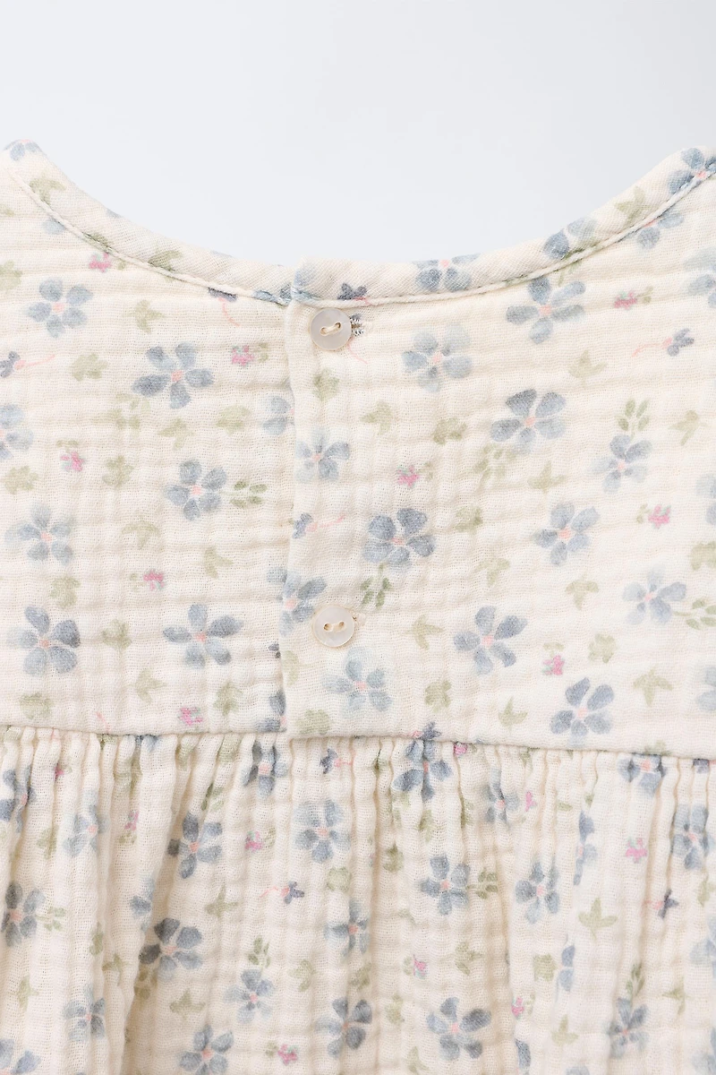 COTTON GAUZE FLORAL PRINT SHIRT