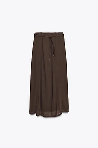 CUT-OUT KNIT SKIRT WITH BELT