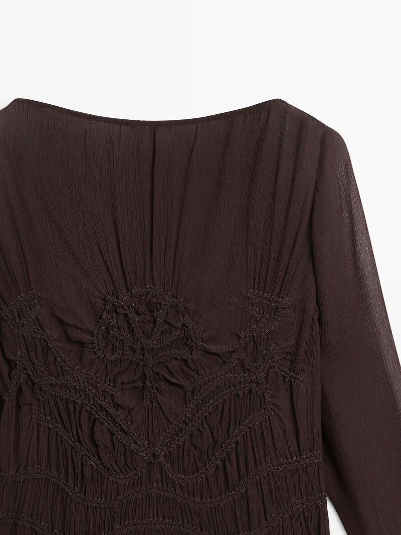 Flowing midi dress with gathered detail