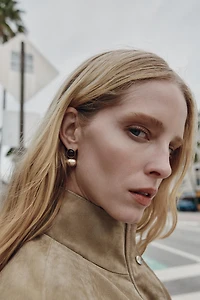 BOUCLES D'OREILLES DOUBLE BOULE AVEC PIERRE