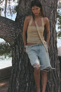 EMBROIDERED HALTER TOP