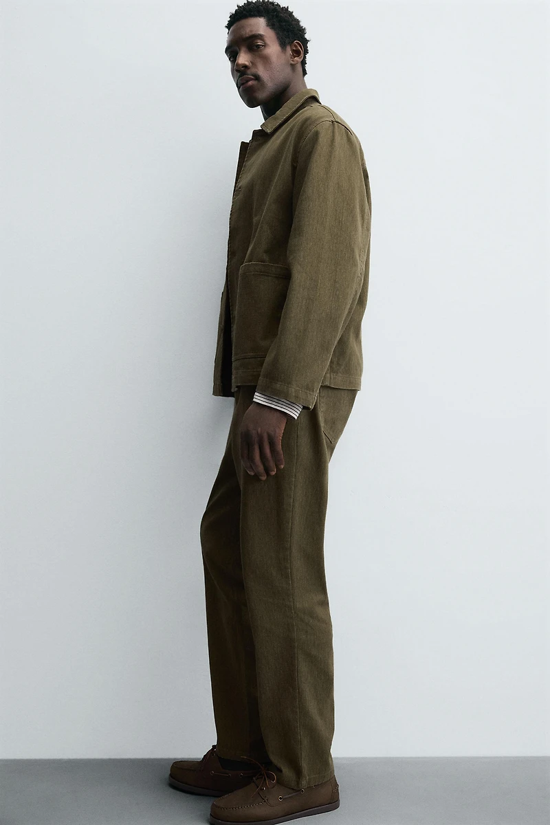 TEXTURED COTTON PANTS