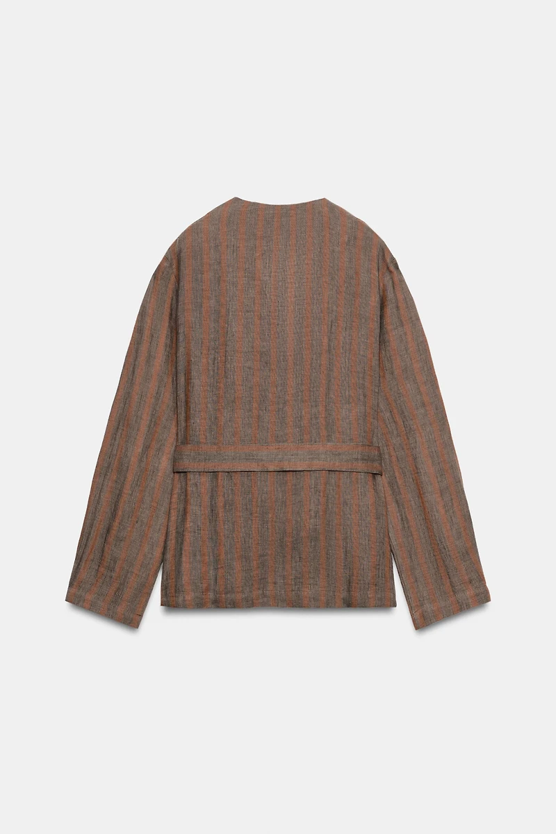 STRIPED 100% LINEN BLAZER