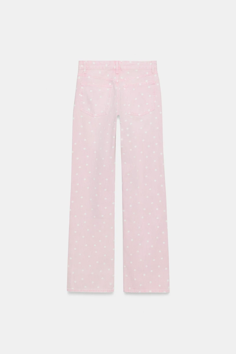 JEAN TRF WIDE LEG TAILLE BASSE POIS