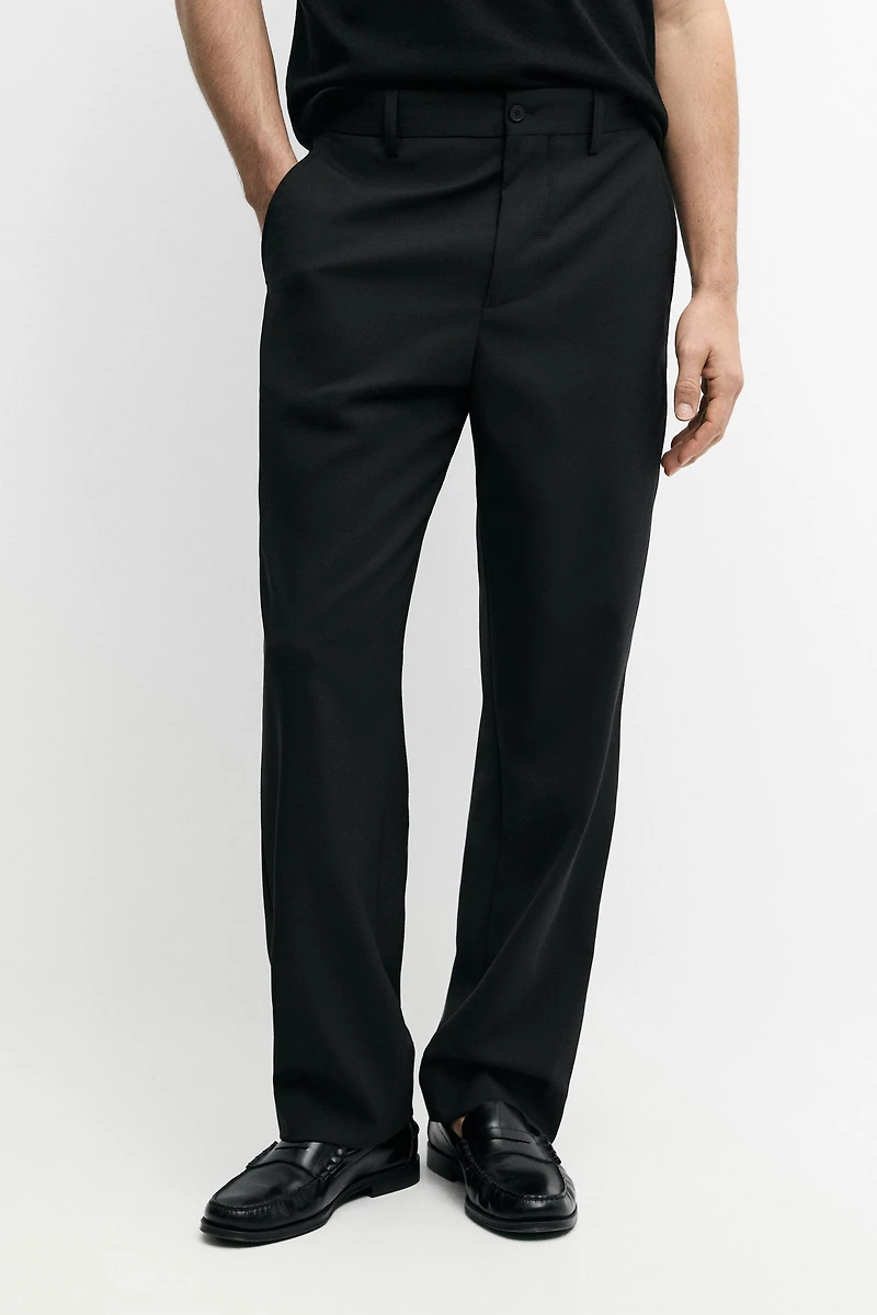 Wide-leg cool wool suit trousers