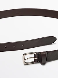 Ceinture boucle carrée en cuir nappa