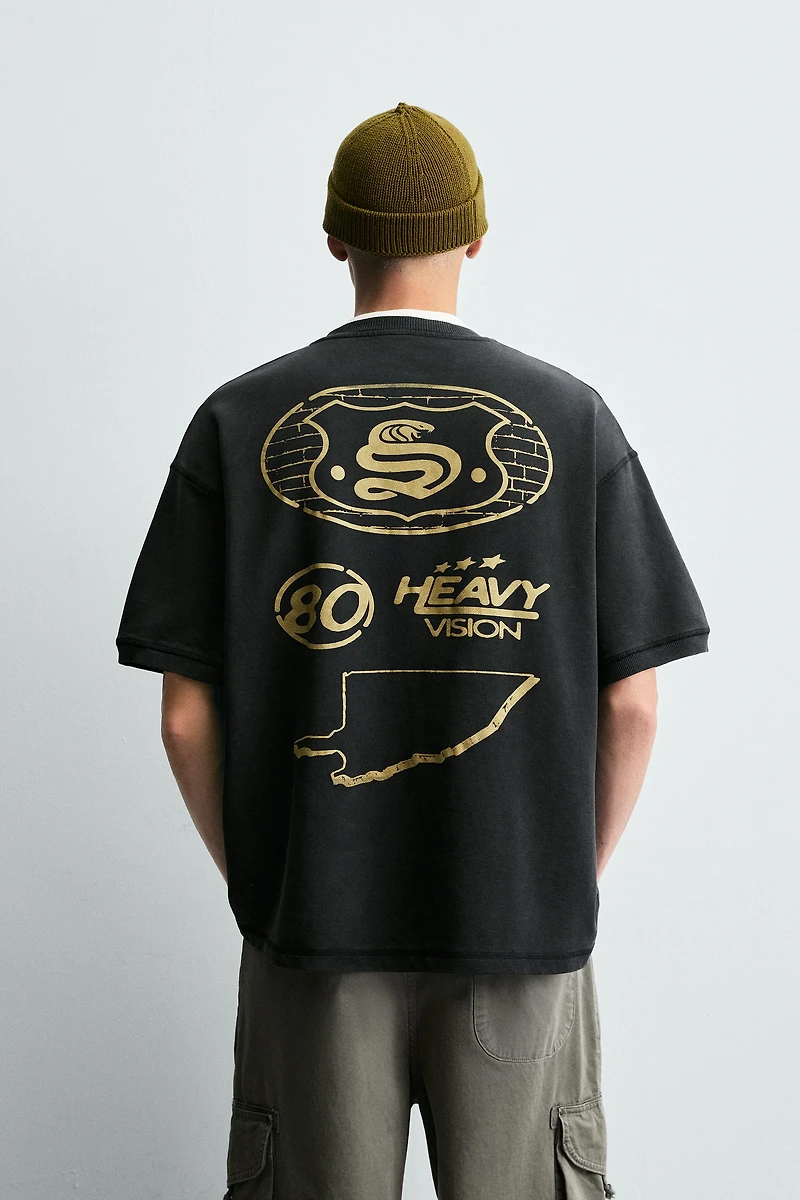 WASHED PRINTED GRAPHIC SWEATSHIRT