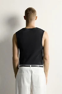 HIGH NECK RIBBED TANK TOP