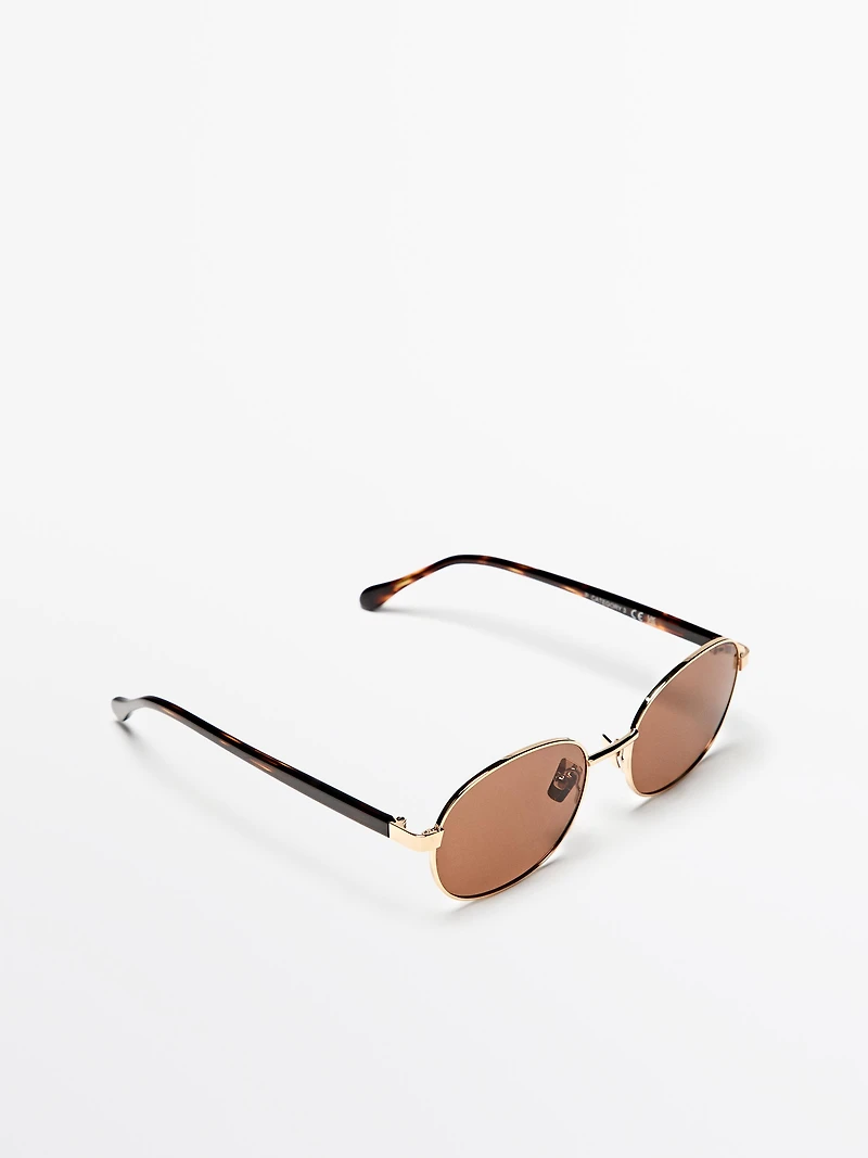 Round metal sunglasses - tortoiseshell effect