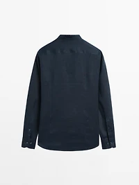 100% linen stand collar shirt