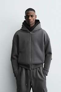 SWEAT EFFET NÉOPRÈNE PLIS CAPUCHE