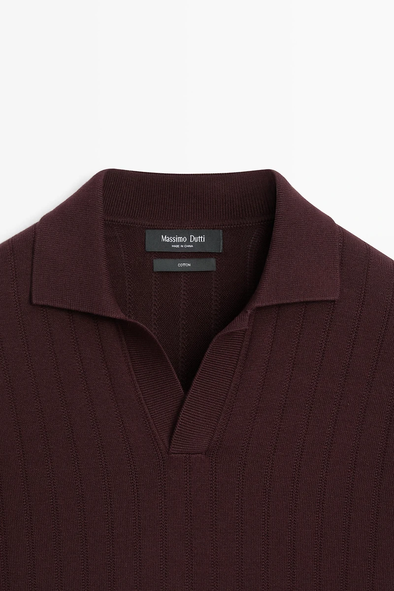 100% Cotton Knit Polo Sweater