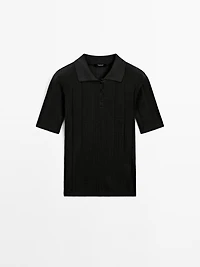 100% cotton polo shirt with ribbed detail