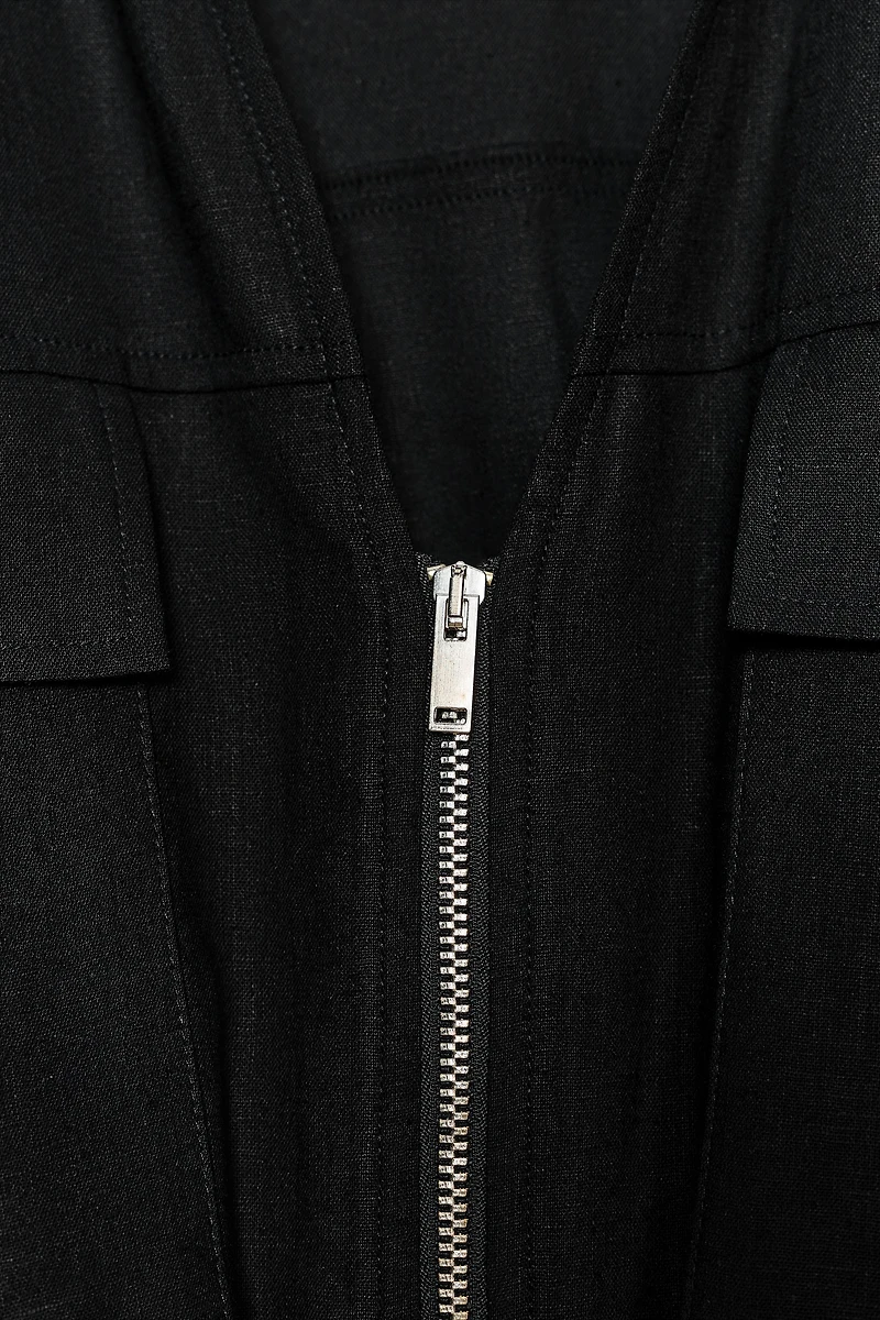LINEN SAFARI BELTED TOP