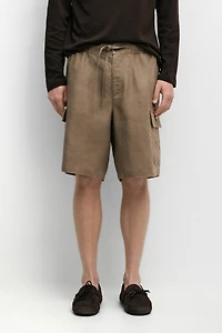 100% linen cargo Bermuda shorts