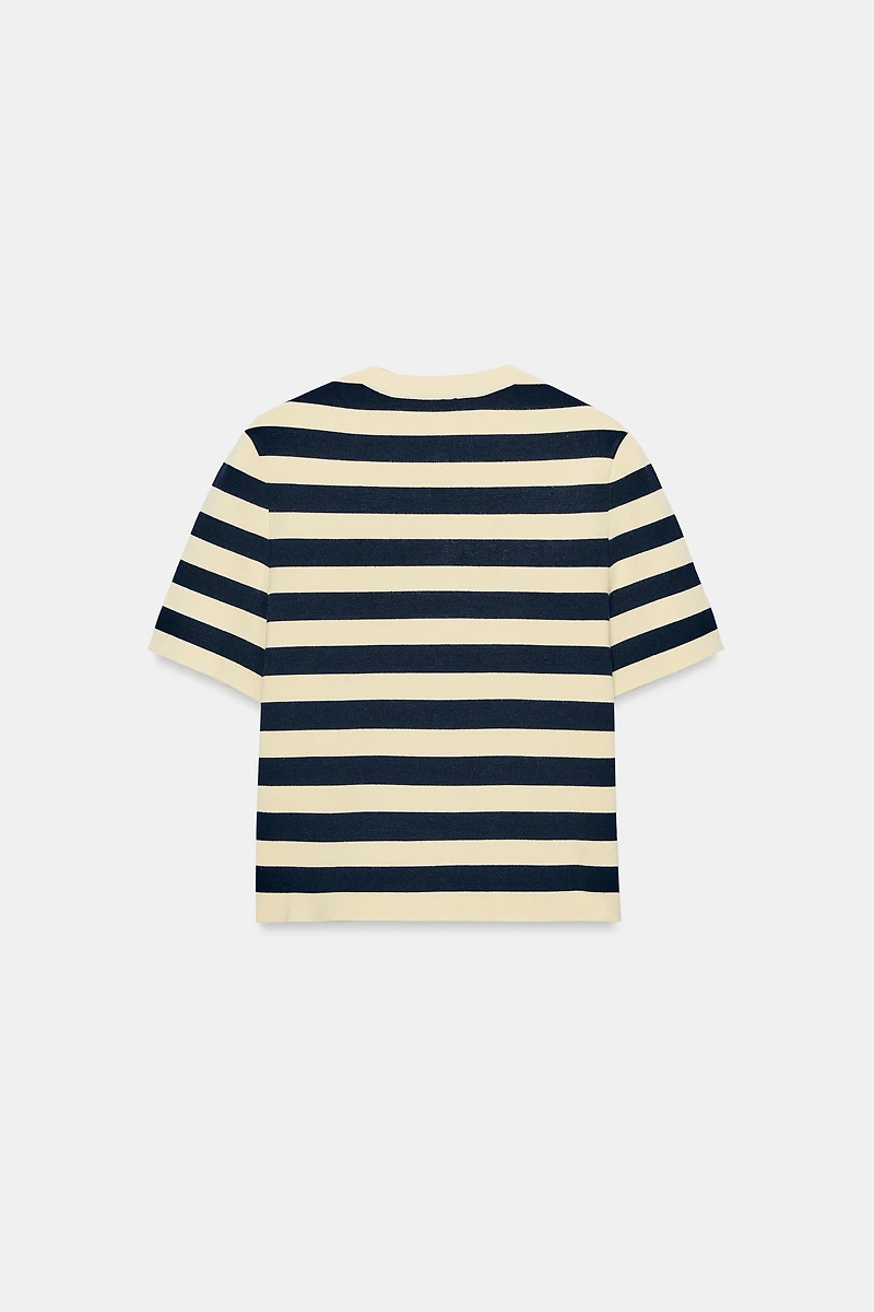 SHORT SLEEVE STRIPED CARDIGAN