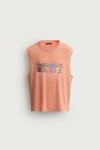 T-SHIRT DÉBARDEUR EN MAILLE IMPRIMÉ