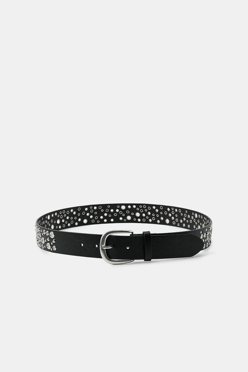 PERFORATED STUD FAUX LEATHER BELT