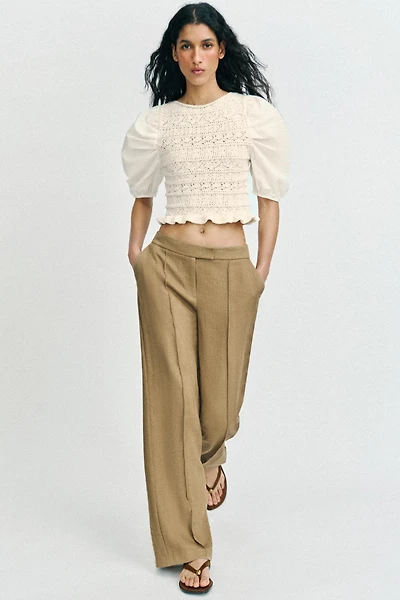 COMBINATION PUFF SLEEVE KNIT JUMPER