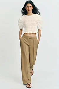 COMBINATION PUFF SLEEVE KNIT JUMPER
