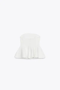 INTERLOCK PEPLUM TOP