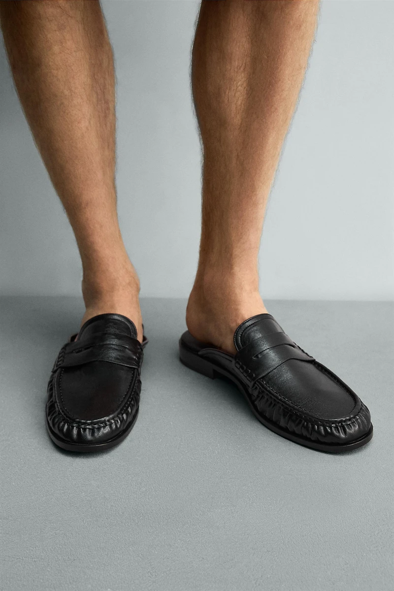 GATHERED OPEN-BACK LOAFERS