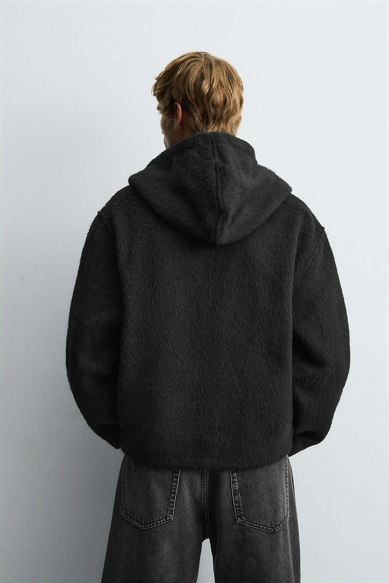 FAUX FUR HOODED OVERSHIRT