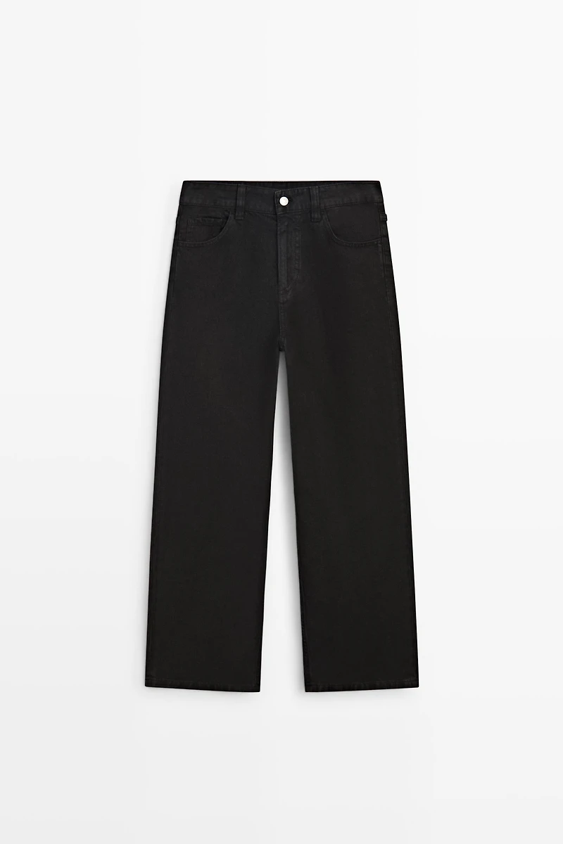 Low-rise cropped straight-leg jeans