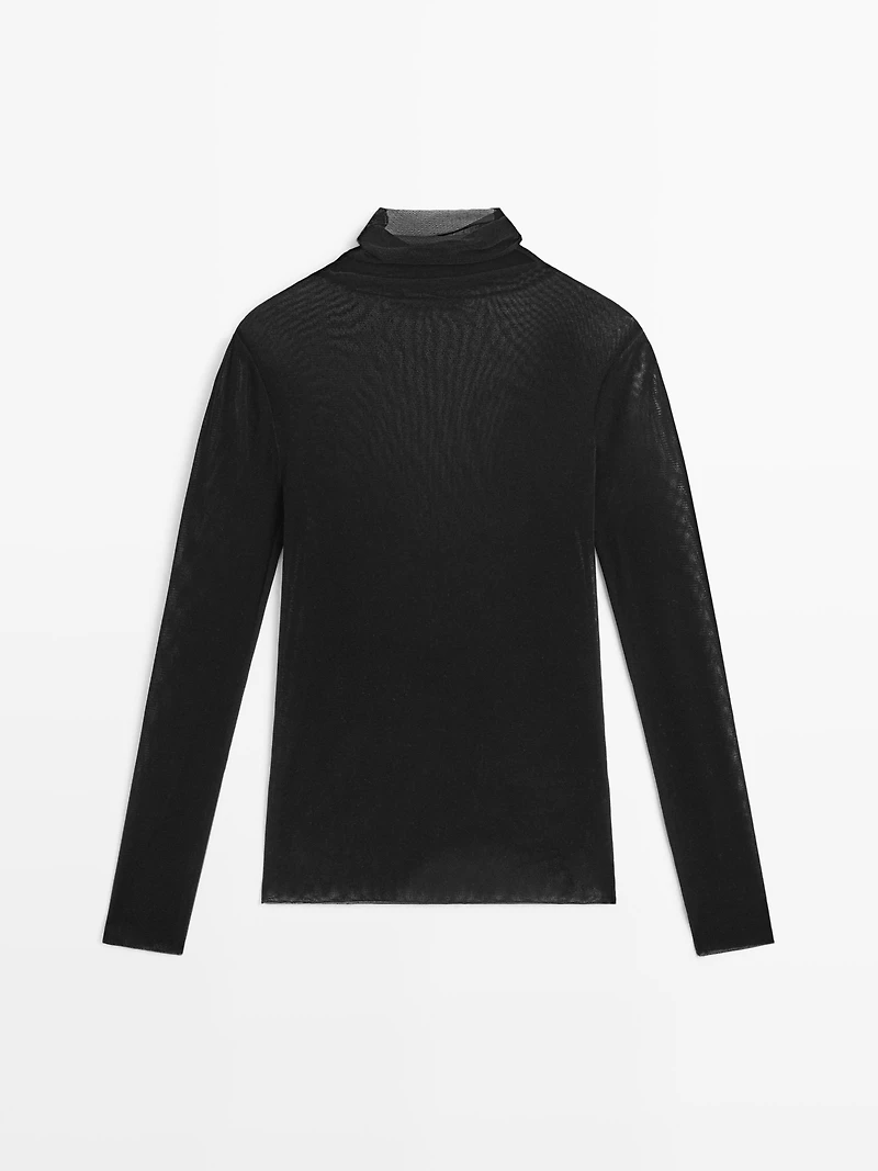 Semi-sheer long sleeve T-shirt