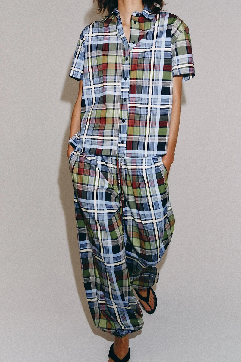 ZW COLLECTION PLAID SHORT SLEEVE SHIRT