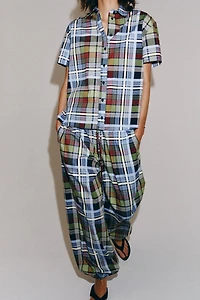 ZW COLLECTION PLAID SHORT SLEEVE SHIRT
