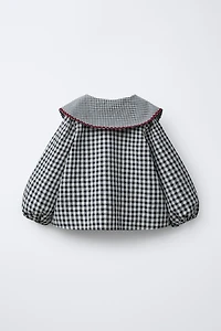 RUFFLE GINGHAM BLOUSE