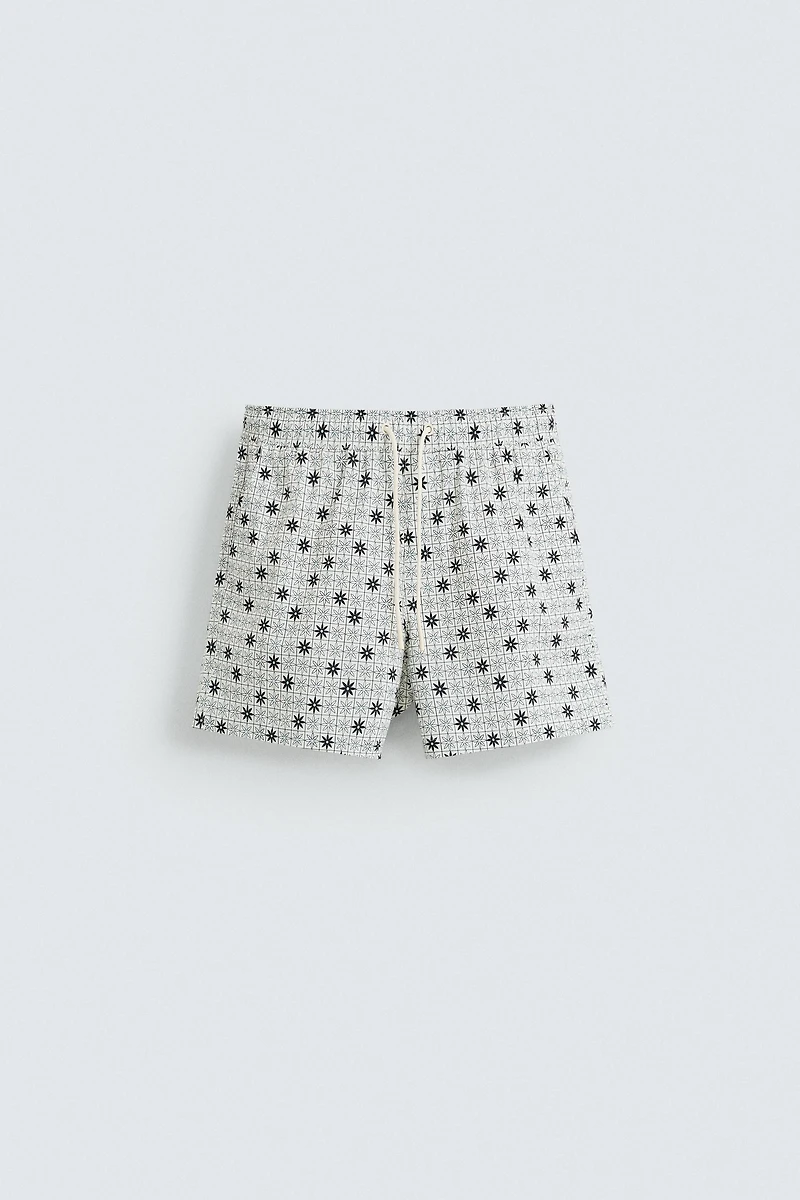 GEOMETRIC PRINT MID-LENGTH SWIMSUIT