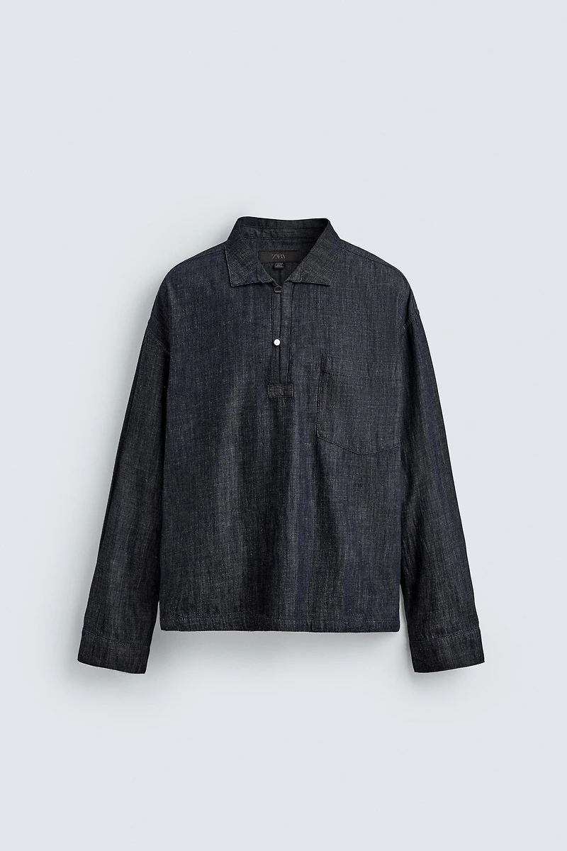 RELAXED FIT DENIM POLO SHIRT