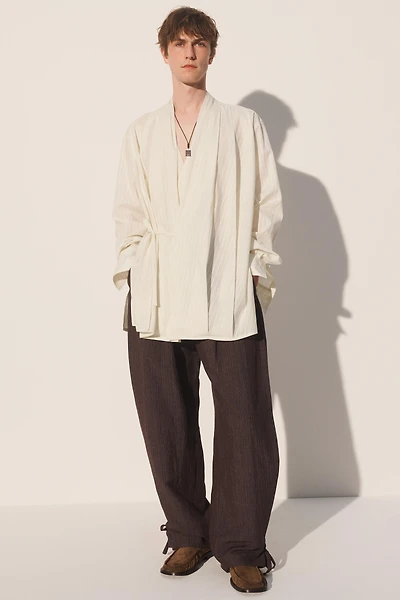STRIPED JACQUARD KIMONO SHIRT