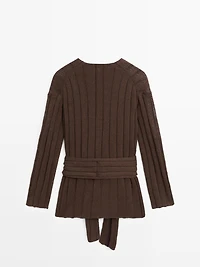 Knit cardigan with waist detail