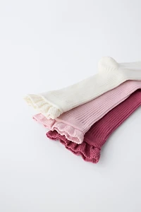 LOT DE TROIS CHAUSSETTES LONGUES EN VELOURS BOUCLÉ