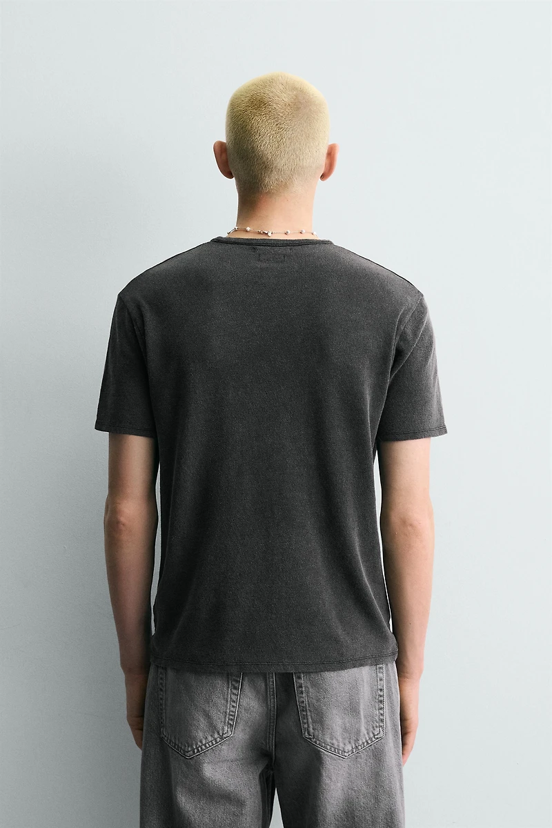 WASHED PRINT KNIT T-SHIRT