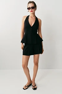 COVERED BUTTON HALTER VEST TOP