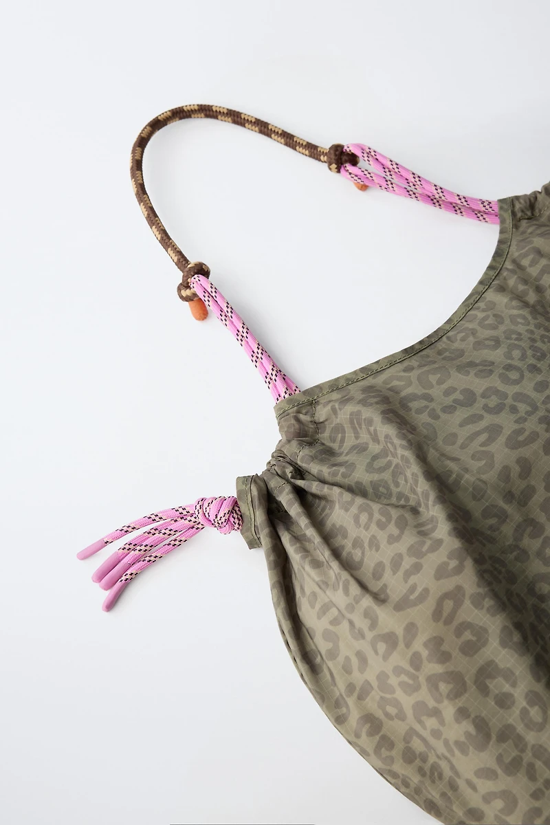 ANIMAL PRINT NYLON SHOPPER BAG