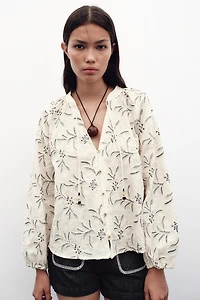 EMBROIDERED TEXTURED RUSTIC BLOUSE
