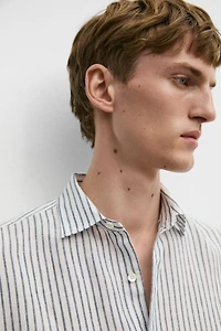 100% linen striped shirt