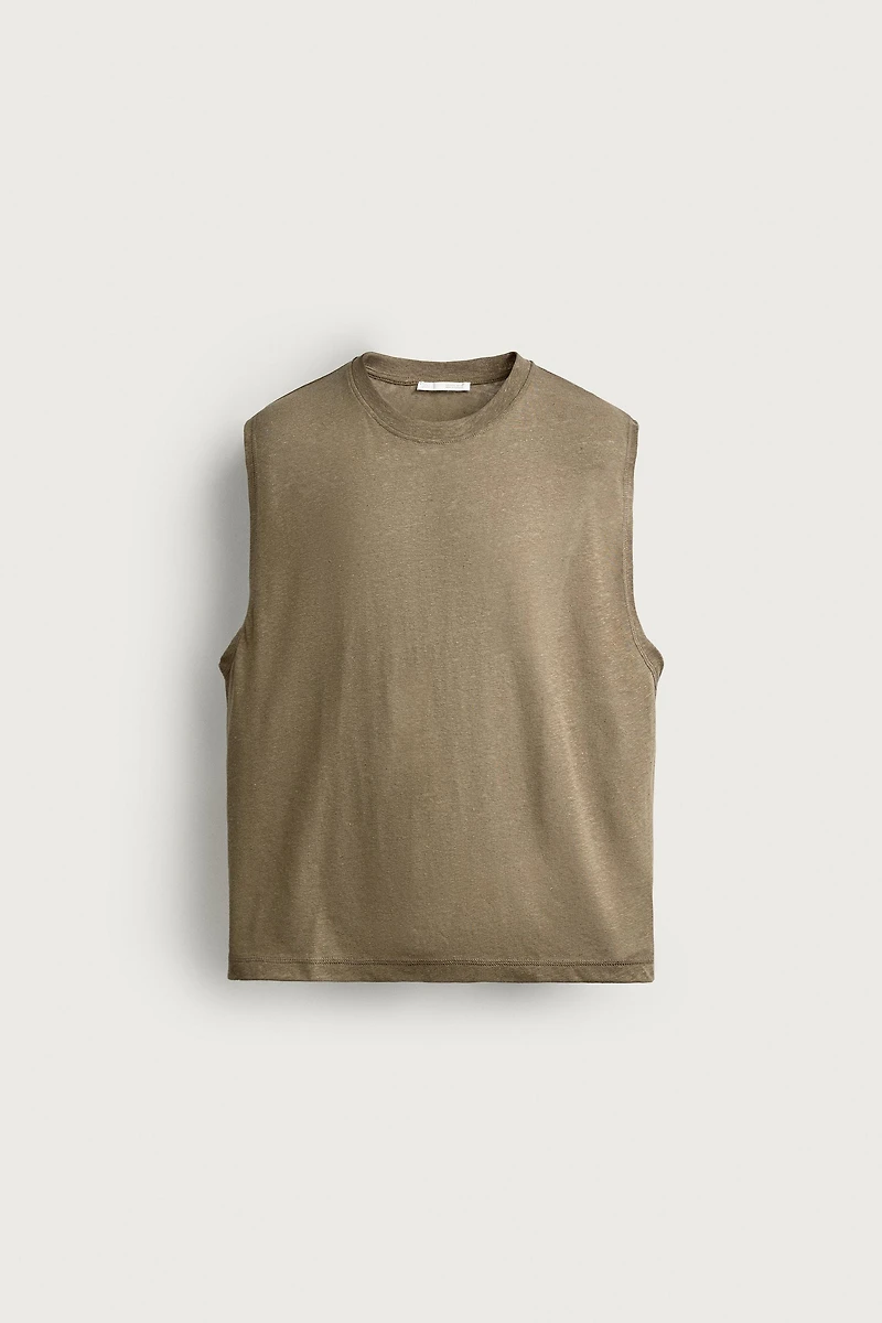 RELAXED FIT COTTON-LINEN TANK TOP