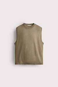 RELAXED FIT COTTON-LINEN TANK TOP