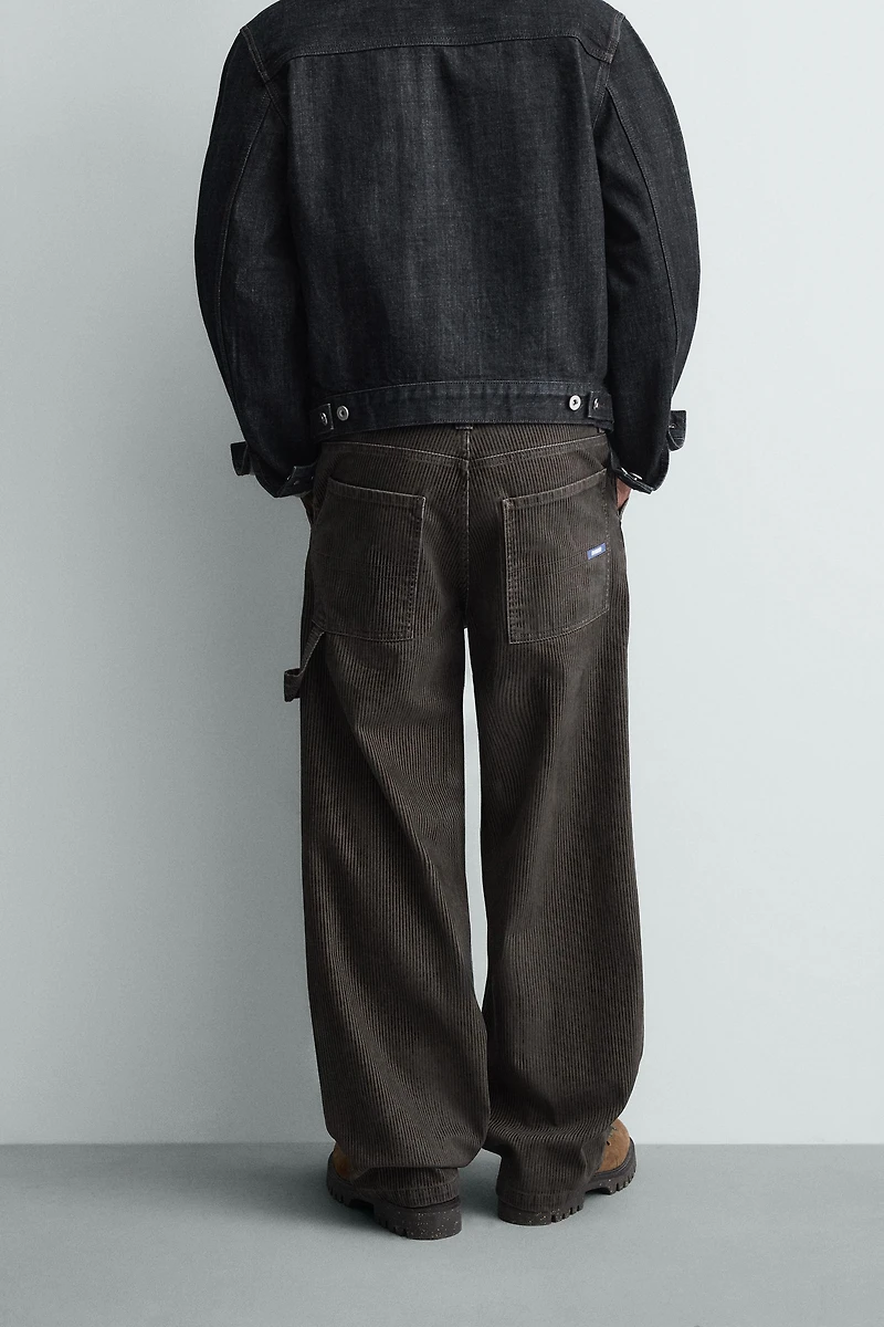 FLOCKED STRIPED RELAXED FIT PANTS